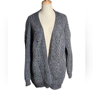 Elsamanda Anthropologie Dark Grey Open Front Wool Alpaca Blend Cardigan